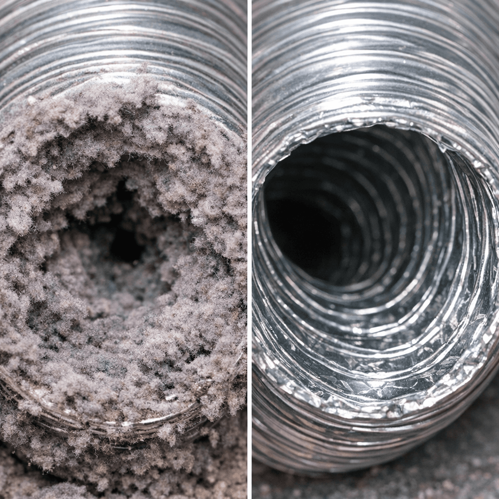 Dryer Vent Restoration before and after in Gainesville
