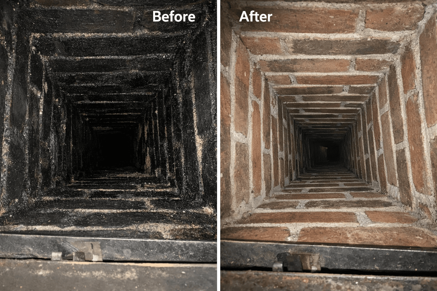 Inside view of chimney after professional cleaning