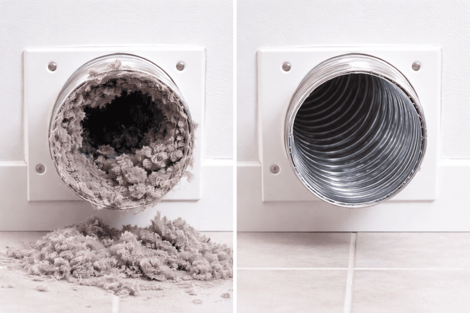 Dryer Vent Cleaning before and after in Jacksonville