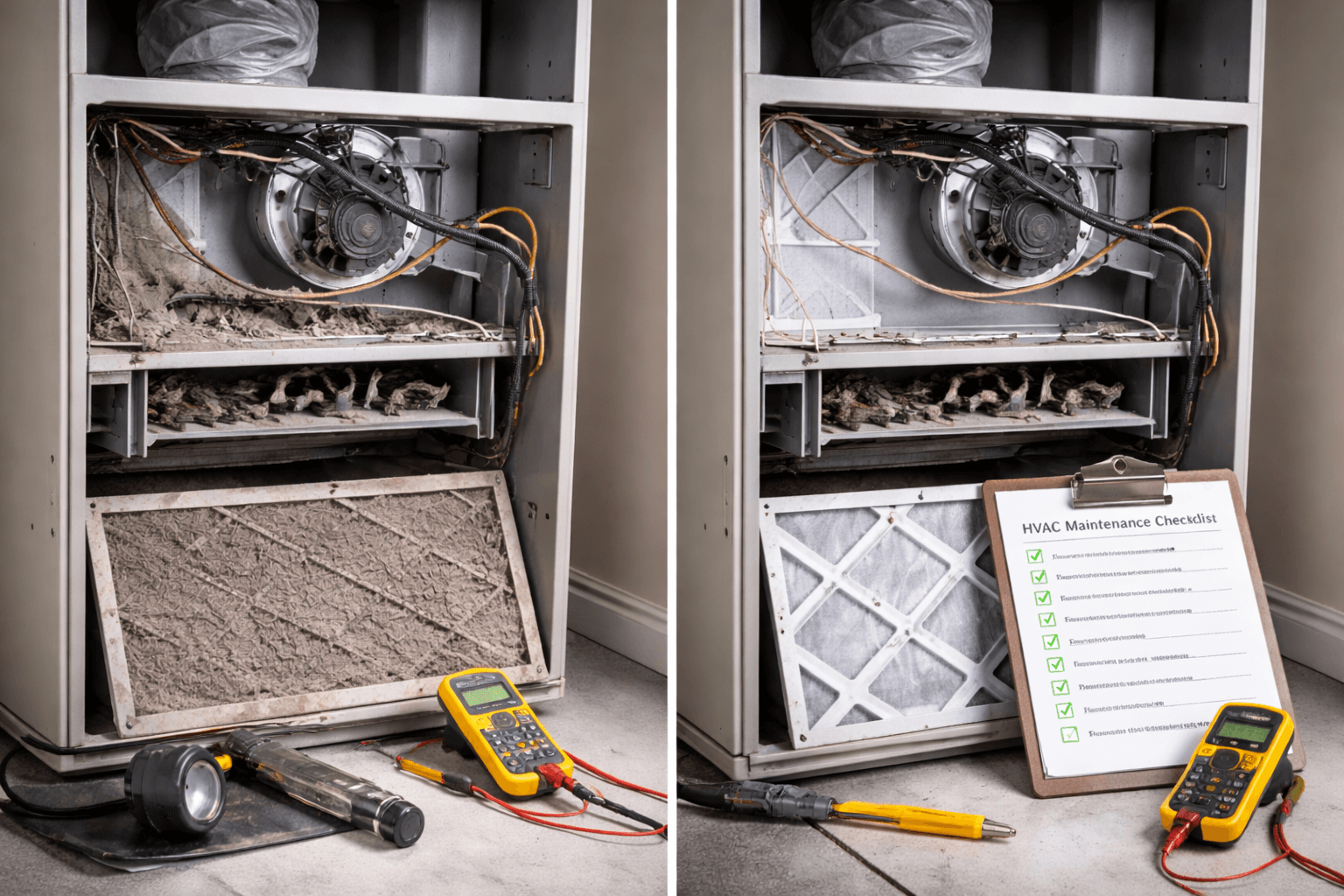 HVAC system inspection with diagnostic equipment